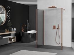 Mexen Kioto ścianka prysznicowa Walk-in 125 x 110 x 30 cm, transparent, różowe złoto - 800-125-110-221-60-00-030