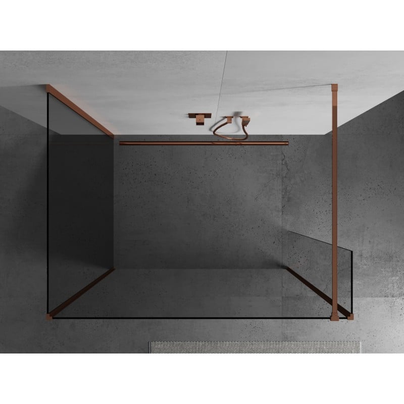 Mexen Kioto paroi de douche Walk-in 130 x 70 x 40 cm, transparent, or rose - 800-130-070-221-60-00-040