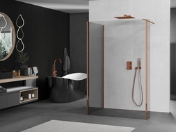 Mexen Kioto walk-in tuš kabina 120 x 80 x 40 cm, prozorna, rožnato zlato - 800-120-080-221-60-00-040