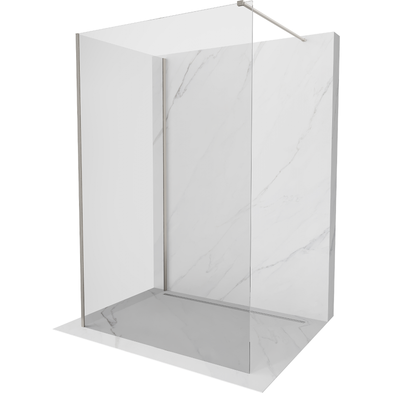 Mexen Kioto parede de duche Walk-in 130 x 90 cm, transparente, níquel escovado - 800-130-212-97-00-090