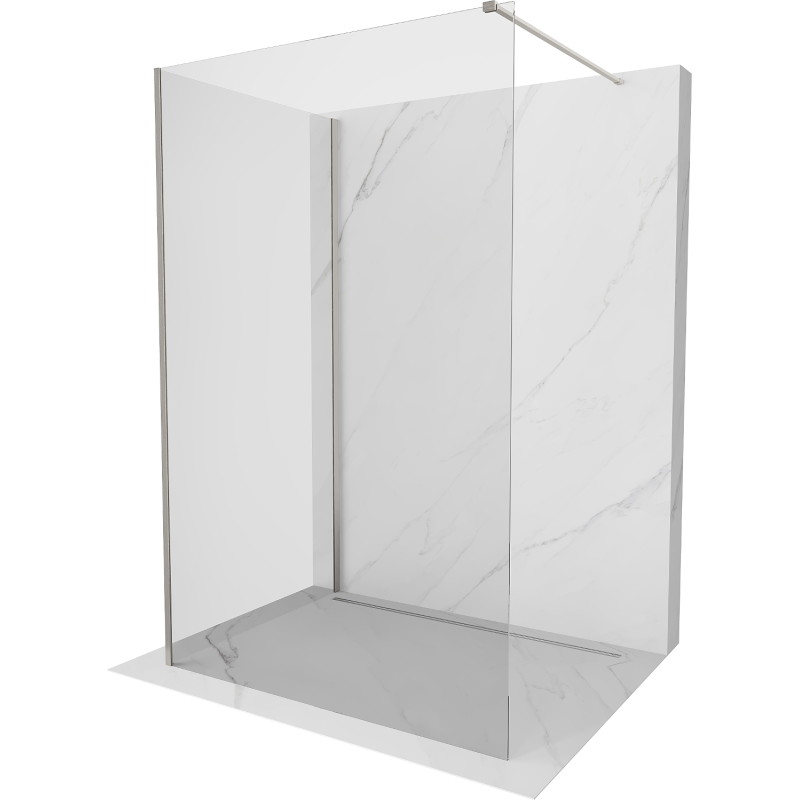 Mexen Kioto zid za tuš kabinu Walk-in 135 x 110 cm, proziran, brušeni nikal - 800-135-212-97-00-110