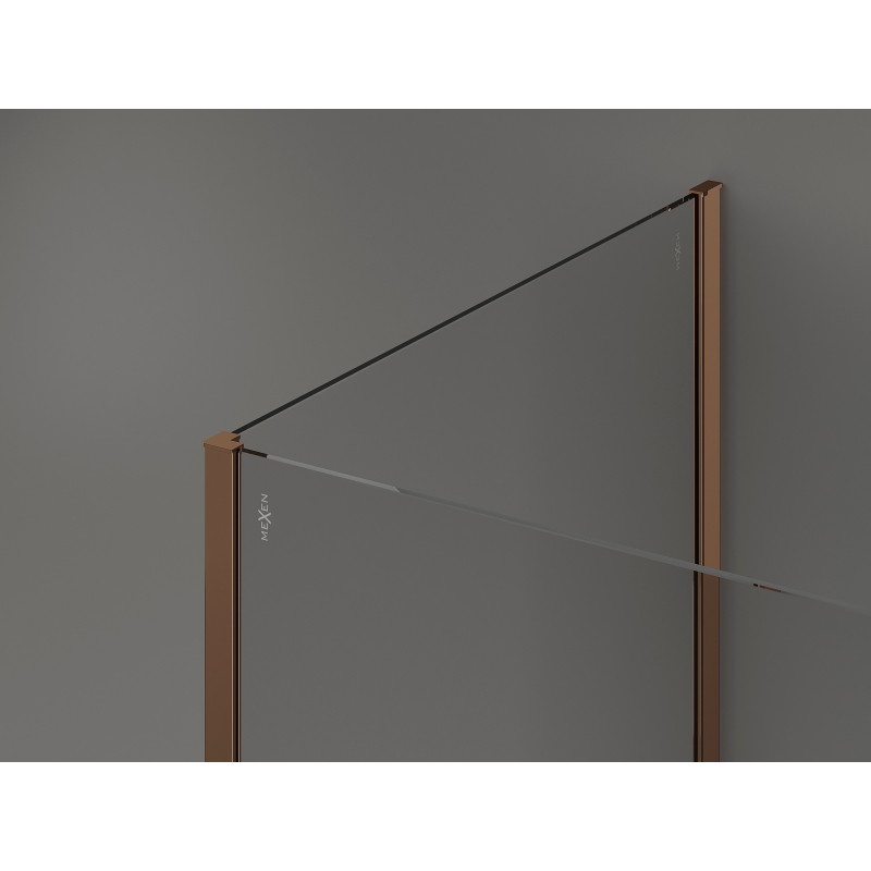 Mexen Kioto staklena stijena za tuš Walk-in 140 x 120 x 40 cm, prozirna, ružičasto zlato - 800-140-120-221-60-00-040