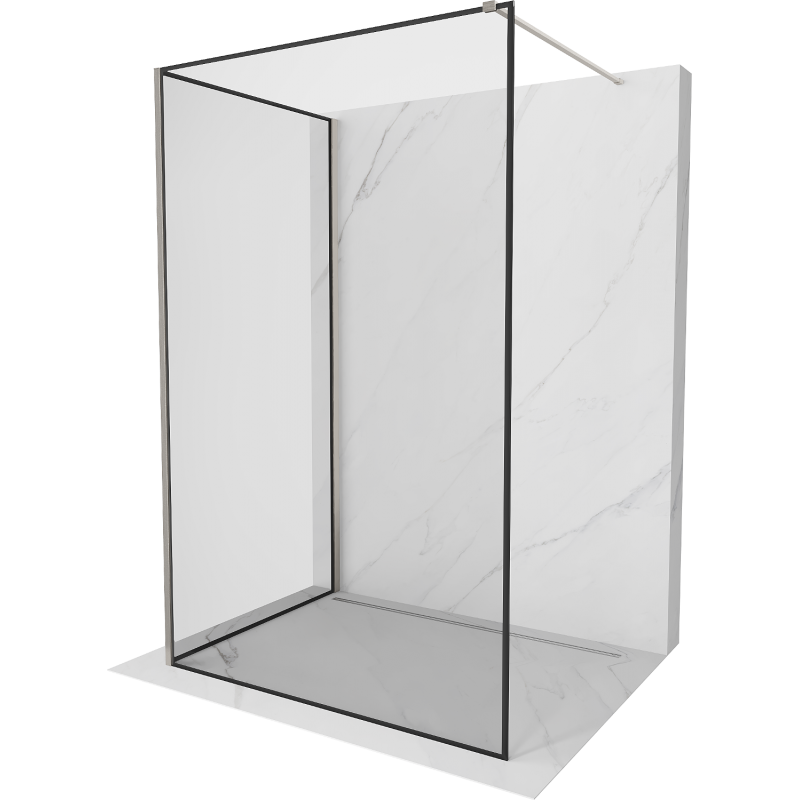 Mexen Kioto parede de chuveiro Walk-in 100 x 90 cm, moldura preta, níquel escovado - 800-100-212-97-70-090