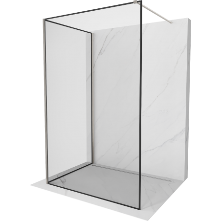 Mexen Kioto Walk-in Shower Screen 130 x 90 cm, Black Frame, Brushed Nickel - 800-130-212-97-70-090