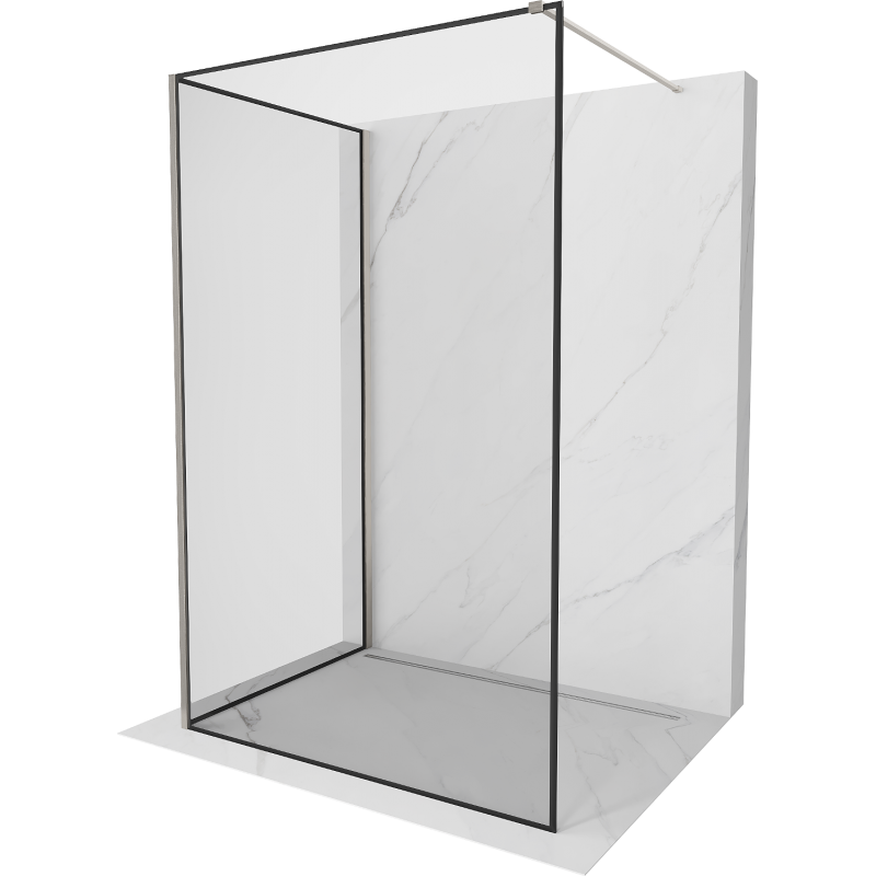 Mexen Kioto Tuš pregrada Walk-in 140 x 110 cm, črn okvir, brušen nikelj - 800-140-212-97-70-110