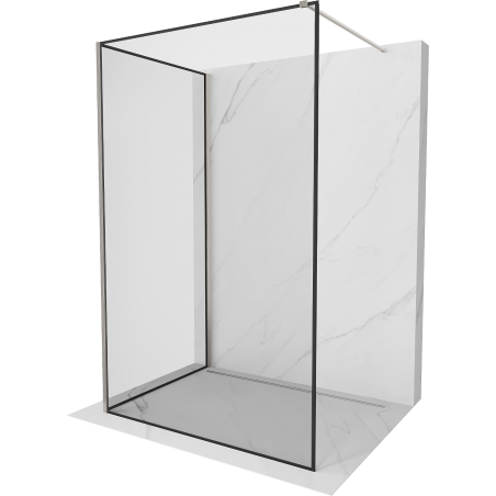 Mexen Kioto zid za tuš kabinu Walk-in 140 x 110 cm, crni okvir, brušeni nikal - 800-140-212-97-70-110