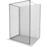 Mexen Kioto zid za tuš kabinu Walk-in 140 x 110 cm, crni okvir, brušeni nikal - 800-140-212-97-70-110