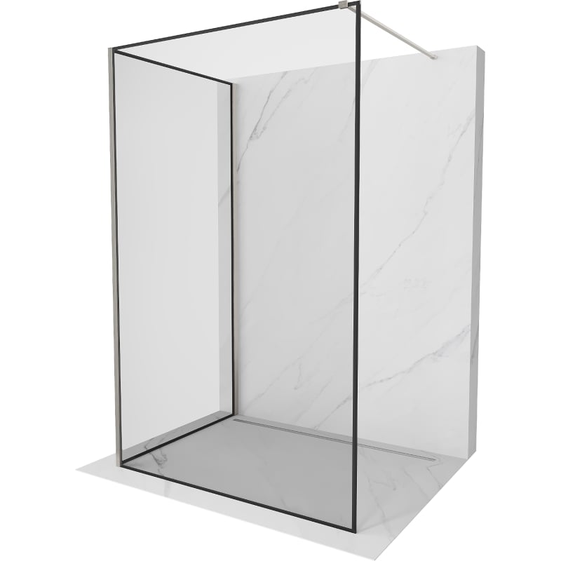 Mexen Kioto dušisein Walk-in 130 x 120 cm, must raam, harjatud nikkel - 800-130-212-97-70-120