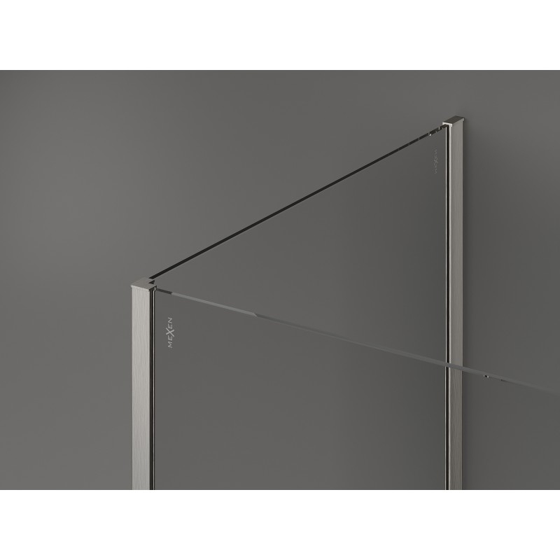 Mexen Kioto Tuš pregrada Walk-in 140 x 110 cm, črn okvir, brušen nikelj - 800-140-212-97-70-110