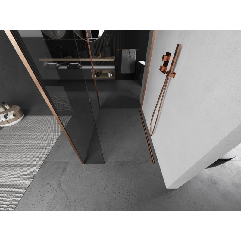 Mexen Kioto dušisein Walk-in 110 x 75 x 30 cm, läbipaistev, harjatud vask - 800-110-075-221-65-00-030