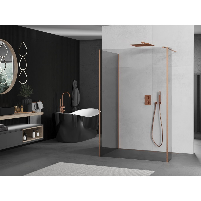 Mexen Kioto dušisein Walk-in 110 x 75 x 30 cm, läbipaistev, harjatud vask - 800-110-075-221-65-00-030