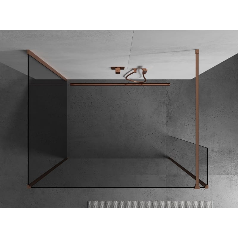 Mexen Kioto ścianka prysznicowa Walk-in 100 x 85 x 30 cm, transparent, miedź szczotkowana - 800-100-085-221-65-00-030