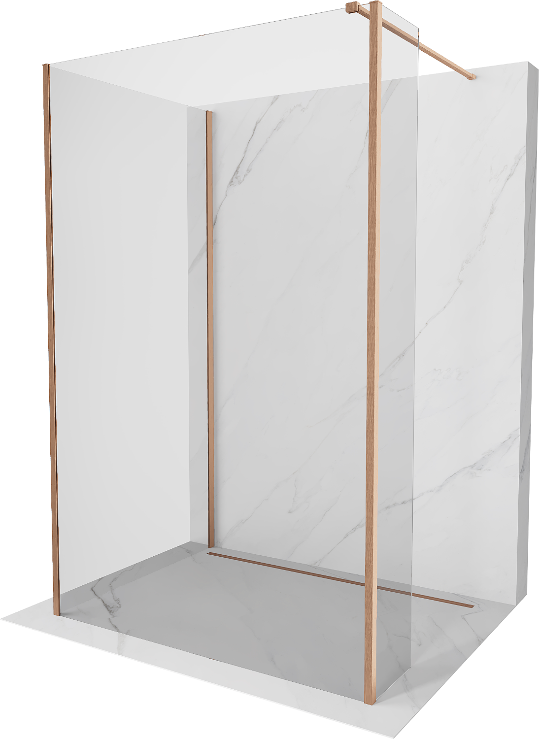 Mexen Kioto ścianka prysznicowa Walk-in 140 x 95 x 30 cm, transparent, miedź szczotkowana - 800-140-095-221-65-00-030