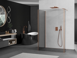 Mexen Kioto τοίχος ντους Walk-in 110 x 100 x 30 εκ, διάφανος, βουρτσισμένο χαλκό