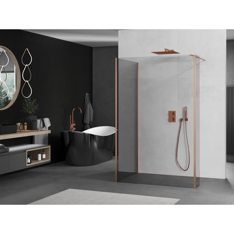 Mexen Kioto dušisein Walk-in 140 x 110 x 30 cm, läbipaistev, harjatud vask - 800-140-110-221-65-00-030