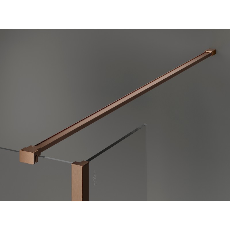 Mexen Kioto duschvägg Walk-in 115 x 110 x 30 cm, transparent, borstad koppar - 800-115-110-221-65-00-030