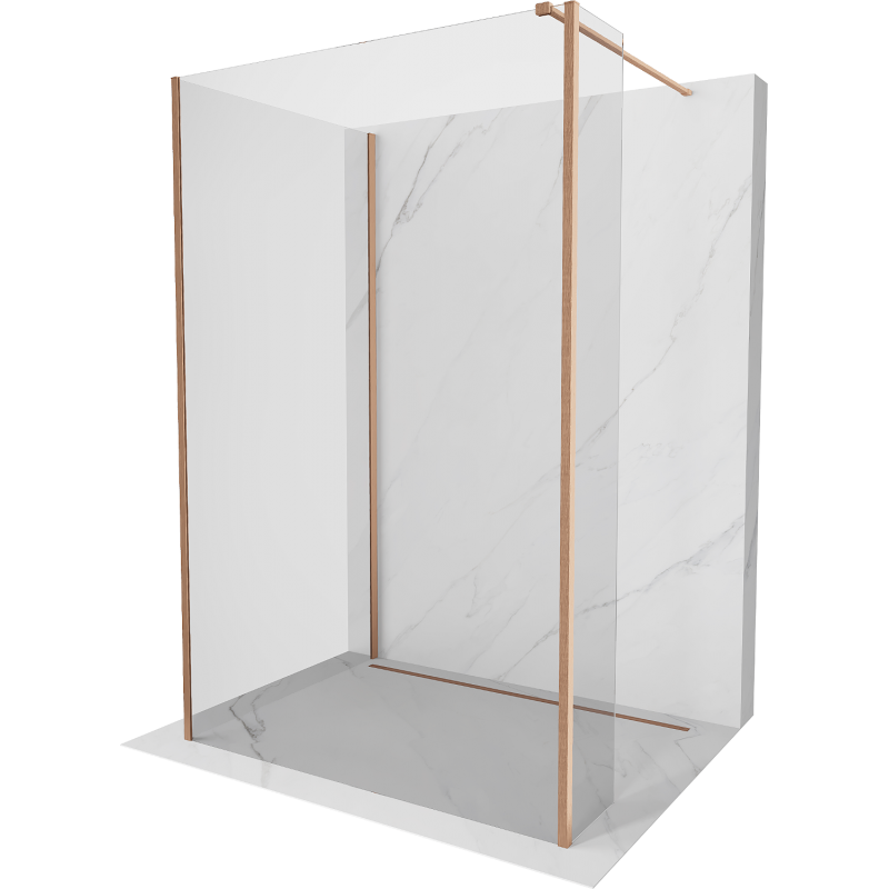 Mexen Kioto Duschwand Walk-in 90 x 85 x 40 cm, transparent, gebürstetes Kupfer - 800-090-085-221-65-00-040