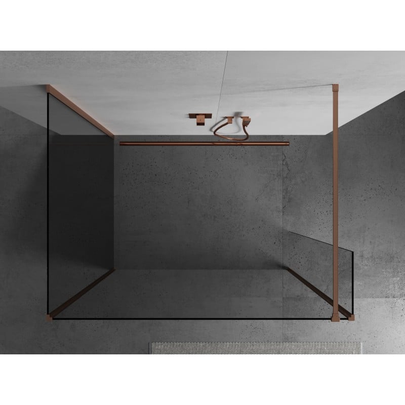 Mexen Kioto Shower Wall Walk-in 130 x 85 x 40 cm, transparent, brushed copper - 800-130-085-221-65-00-040