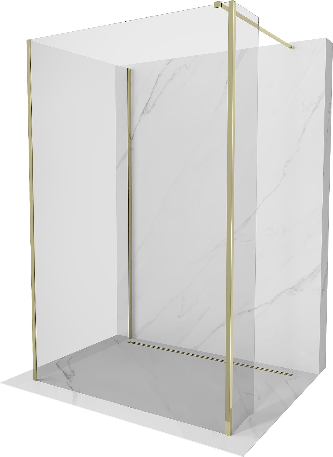 Mexen Kioto ścianka prysznicowa Walk-in 100 x 75 x 30 cm, transparent, złota - 800-100-075-221-50-00-030