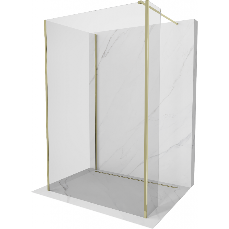 Mexen Kioto ścianka prysznicowa Walk-in 120 x 75 x 30 cm, transparent, złota - 800-120-075-221-50-00-030