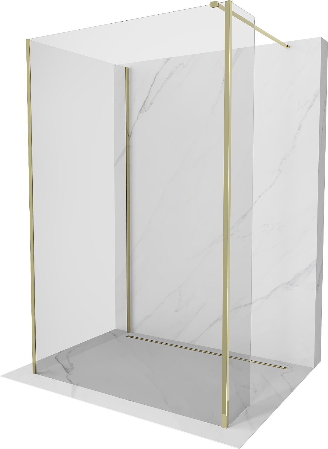 Mexen Kioto ścianka prysznicowa Walk-in 120 x 75 x 30 cm, transparent, złota - 800-120-075-221-50-00-030