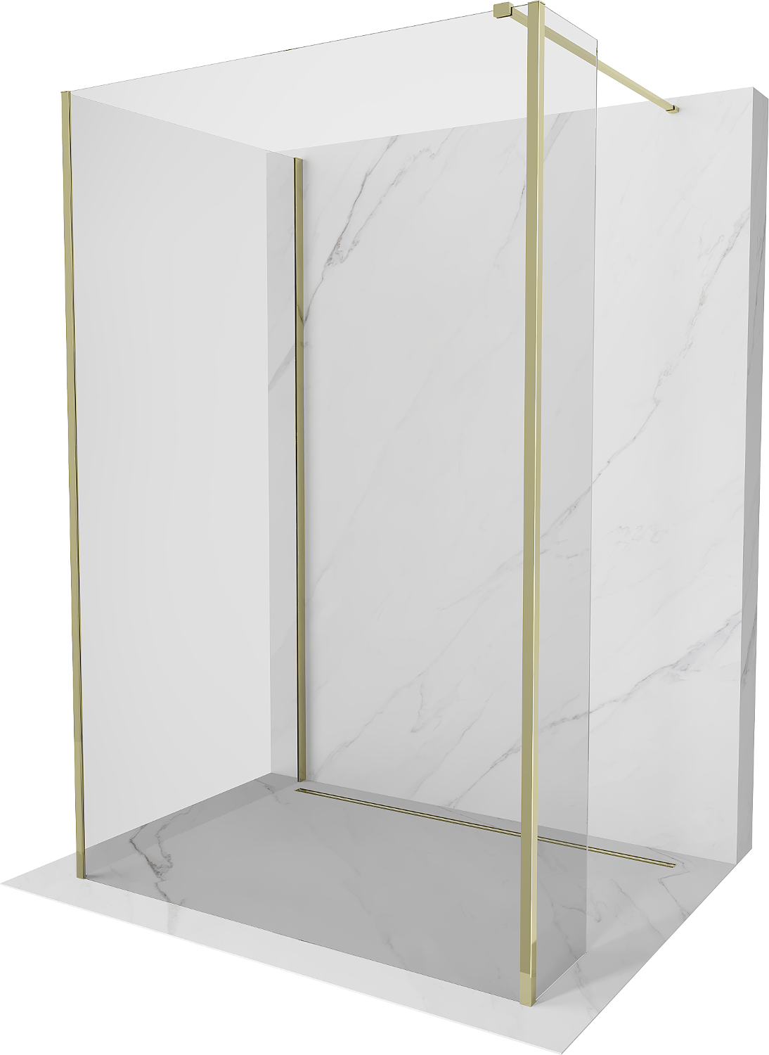 Mexen Kioto ścianka prysznicowa Walk-in 140 x 75 x 30 cm, transparent, złota - 800-140-075-221-50-00-030