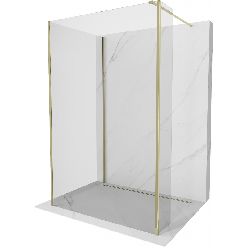 Mexen Kioto parede de duche Walk-in 95 x 90 x 30 cm, transparente, dourada - 800-095-090-221-50-00-030