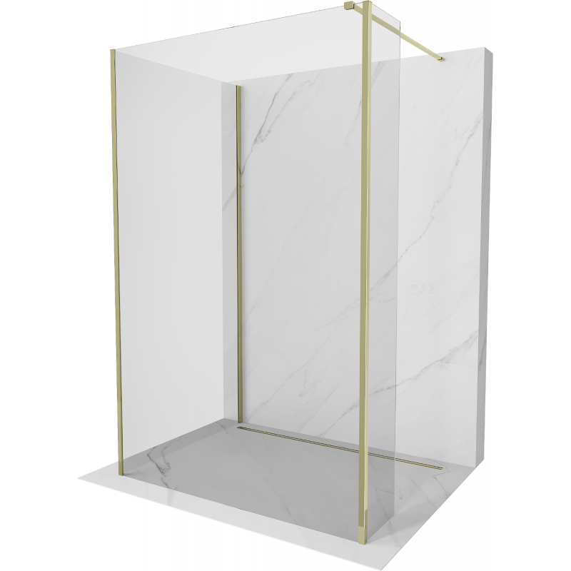 Mexen Kioto Duschwand Walk-in 130 x 120 x 30 cm, transparent, gold - 800-130-120-221-50-00-030