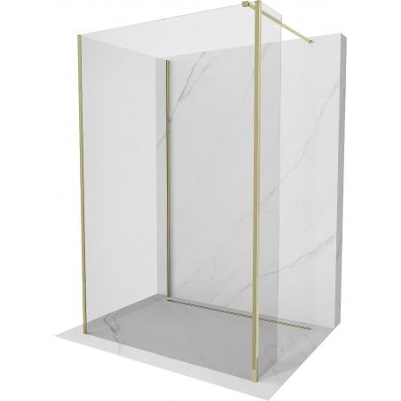 Mexen Kioto Duschwand Walk-in 140 x 90 x 40 cm, transparent, gëllen - 800-140-090-221-50-00-040