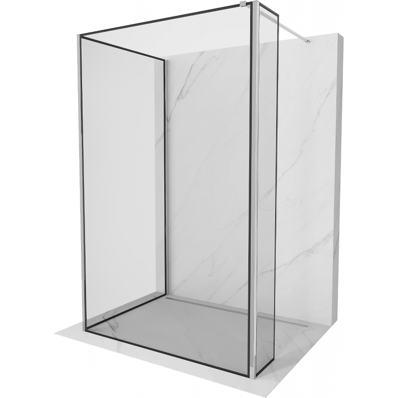 Mexen Kioto Duschwand Walk-in 140 x 70 x 40 cm, schwarzer Rahmen, Chrom - 800-140-070-221-01-70-040