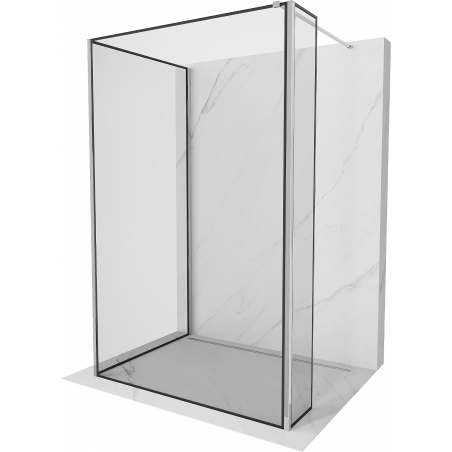 Mexen Kioto Duschwand Walk-in 140 x 70 x 40 cm, schwarzer Rahmen, Chrom - 800-140-070-221-01-70-040