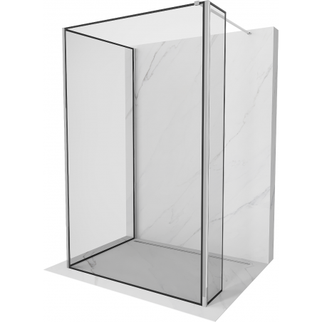Mexen Kioto Duschwand Walk-in 140 x 110 x 40 cm, schwarzer Rahmen, Chrom - 800-140-110-221-01-70-040