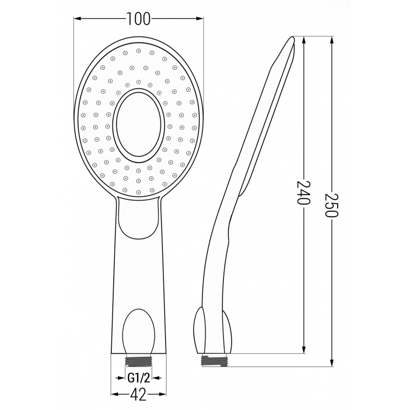 Mexen R-73 1-functie handdouche, chroom/wit - 79573-02