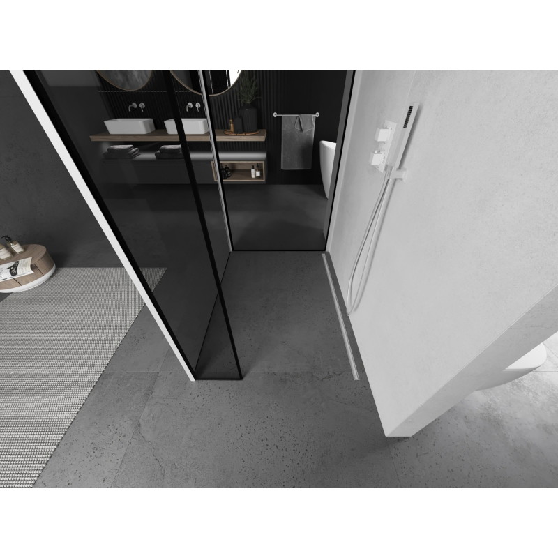 Mexen Kioto dušisein Walk-in 100 x 90 x 30 cm, must raam, valge - 800-100-090-221-20-70-030