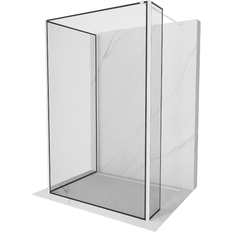 Mexen Kioto paroi de douche Walk-in 130 x 90 x 30 cm, cadre noir, blanc - 800-130-090-221-20-70-030