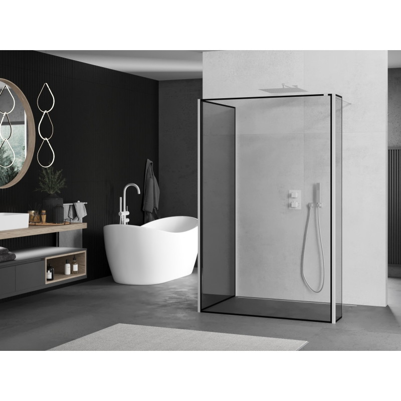 Mexen Kioto dušisein Walk-in 100 x 100 x 30 cm, must raam, valge - 800-100-100-221-20-70-030