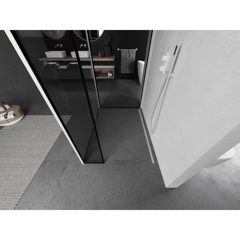 Mexen Kioto καμπίνα ντους Walk-in 140 x 70 x 40 cm, μαύρο πλαίσιο, λευκή