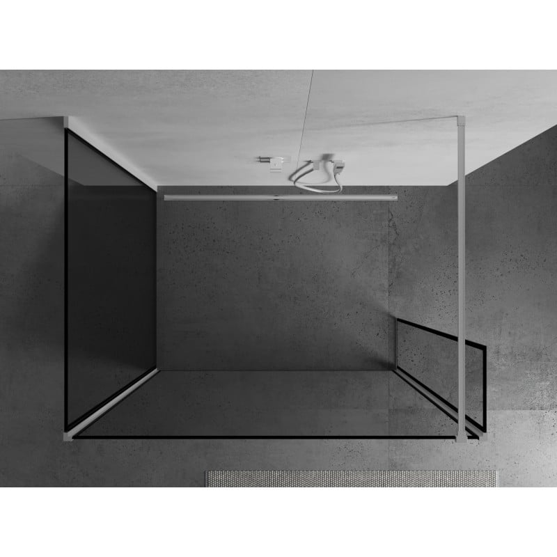 Mexen Kioto walk-in shower wall 120 x 90 x 40 cm, black frame, white - 800-120-090-221-20-70-040