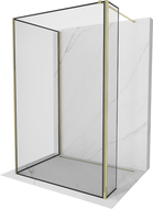 Mexen Kioto walk-in tuš zid 120 x 80 x 30 cm, crni okvir, zlatni - 800-120-080-221-50-70-030