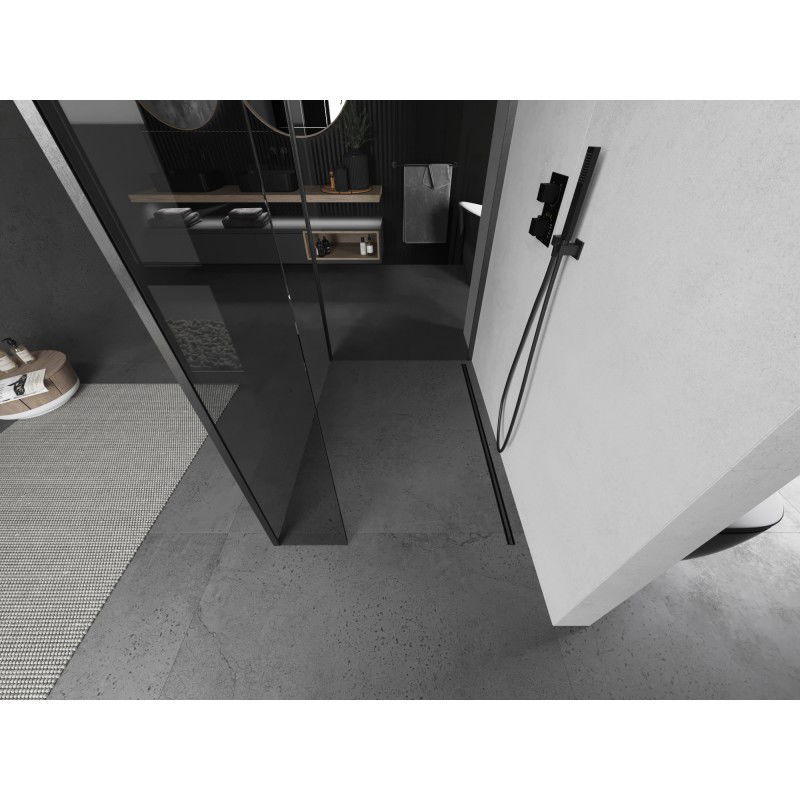 Mexen Kioto parete doccia Walk-in 110 x 70 x 30 cm, trasparente, grigio fucile spazzolato - 800-110-070-221-66-00-030