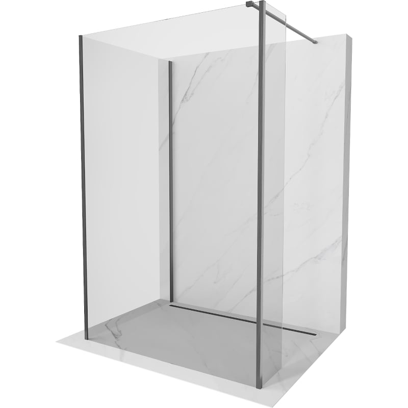 Mexen Kioto ścianka prysznicowa Walk-in 120 x 70 x 30 cm, transparent, gun gray szczotkowany - 800-120-070-221-66-00-030