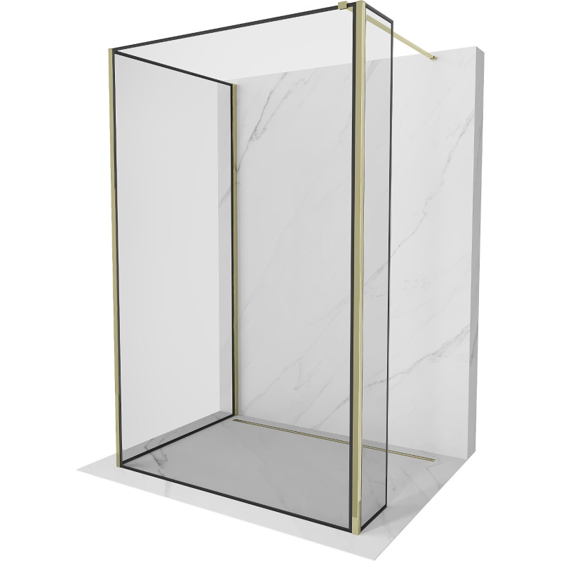 Mexen Kioto dušisein Walk-in 90 x 90 x 40 cm, must raam, kuldne - 800-090-090-221-50-70-040