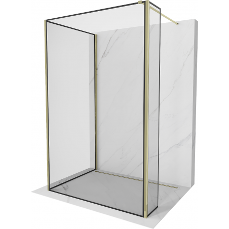 Mexen Kioto Duschwand Walk-in 140 x 100 x 40 cm, schwarzer Rahmen, gold - 800-140-100-221-50-70-040