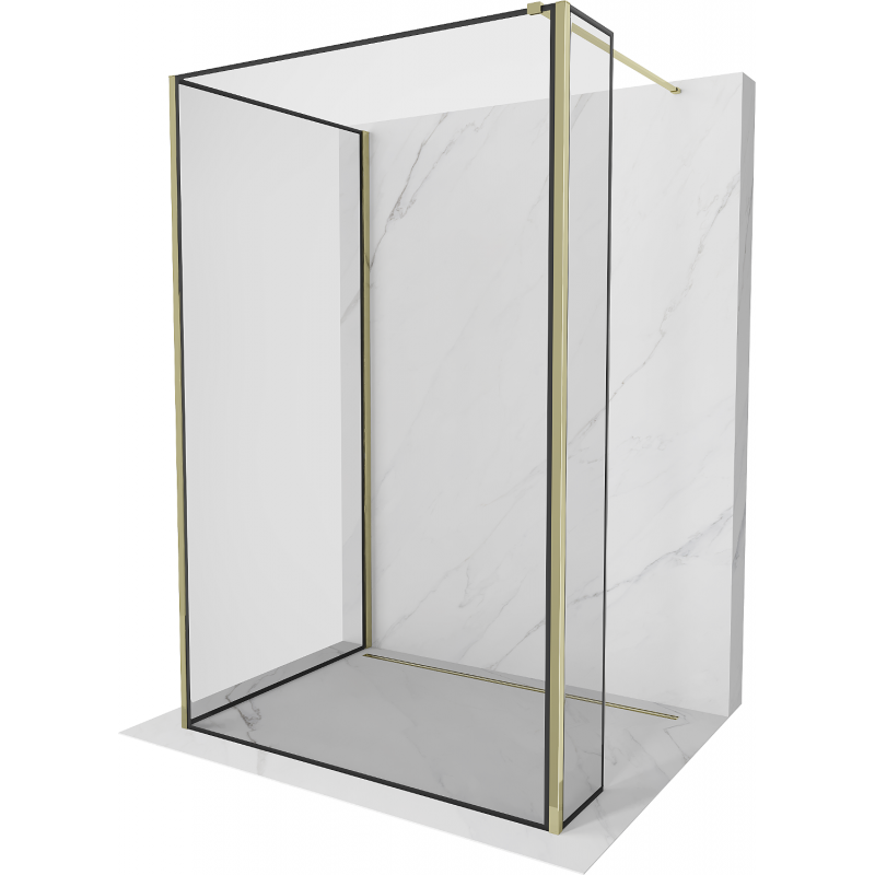 Mexen Kioto Duschwand Walk-in 140 x 110 x 40 cm, schwarzes Muster, Gold - 800-140-110-221-50-70-040