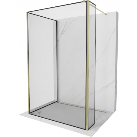 Mexen Kioto Duschwand Walk-in 140 x 110 x 40 cm, schwarzes Muster, Gold - 800-140-110-221-50-70-040