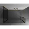 Mexen Kioto walk-in shower wall 100 x 70 x 30 cm, black frame, brushed gold - 800-100-070-221-55-70-030