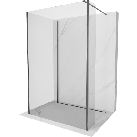 Mexen Kioto Duschwand Walk-in 130 x 80 x 30 cm, transparent, gun grau gebürstet - 800-130-080-221-66-00-030