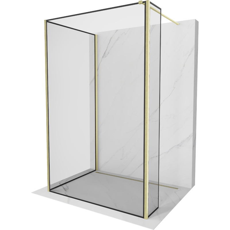 Mexen Kioto dušisein Walk-in 100 x 70 x 40 cm, must raam, kuldne harjatud - 800-100-070-221-55-70-040
