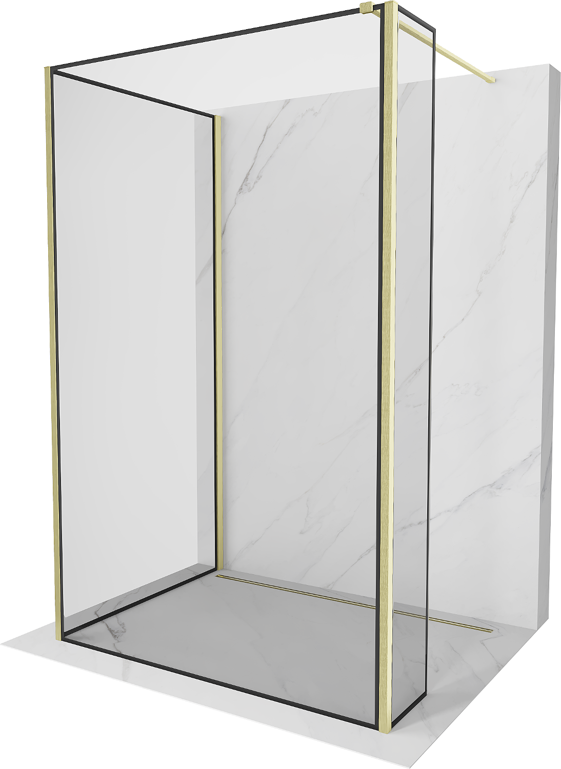 Mexen Kioto ścianka prysznicowa Walk-in 110 x 70 x 40 cm, czarny wzór, złota szczotkowana - 800-110-070-221-55-70-040