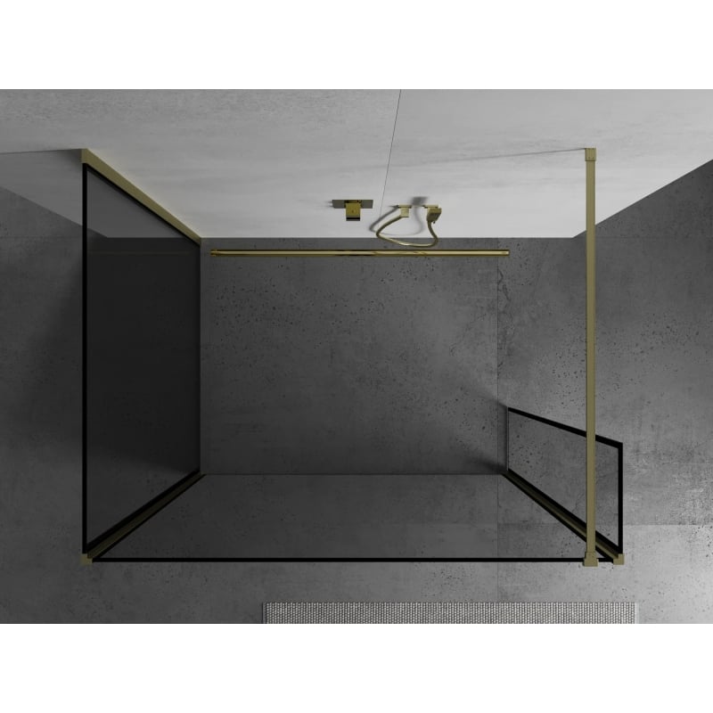 Mexen Kioto dušisein Walk-in 140 x 90 x 40 cm, must raam, kuldne harjatud - 800-140-090-221-55-70-040